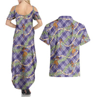 Lavender Palaka Hula Girls Seamless Hawaii Aloha Couples Matching Summer Maxi Dress and Hawaiian Shirt LT7 - Polynesian Pride