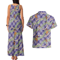 Lavender Palaka Hula Girls Seamless Hawaii Aloha Couples Matching Tank Maxi Dress and Hawaiian Shirt LT7 - Polynesian Pride