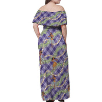 Lavender Palaka Hula Girls Seamless Hawaii Aloha Family Matching Off Shoulder Maxi Dress and Hawaiian Shirt LT7 - Polynesian Pride