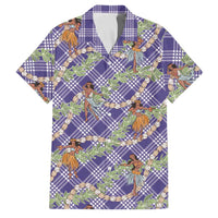 Lavender Palaka Hula Girls Seamless Hawaii Aloha Family Matching Tank Maxi Dress and Hawaiian Shirt LT7 Dad's Shirt - Short Sleeve Lavender - Polynesian Pride