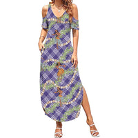 Lavender Palaka Hula Girls Seamless Hawaii Aloha Summer Maxi Dress - Polynesian Pride