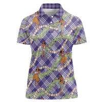 Lavender Palaka Hula Girls Seamless Hawaii Aloha Women Polo Shirt LT7 Female Lavender - Polynesian Pride