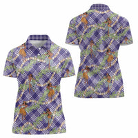 Lavender Palaka Hula Girls Seamless Hawaii Aloha Women Polo Shirt LT7 - Polynesian Pride