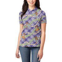 Lavender Palaka Hula Girls Seamless Hawaii Aloha Women Polo Shirt - Polynesian Pride