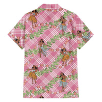 Lokelani Pink Palaka Hula Girls Seamless Hawaii Aloha Family Matching Off The Shoulder Long Sleeve Dress and Hawaiian Shirt LT7 - Polynesian Pride