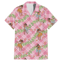 Lokelani Pink Palaka Hula Girls Seamless Hawaii Aloha Family Matching Summer Maxi Dress and Hawaiian Shirt LT7 Dad's Shirt - Short Sleeve Pink - Polynesian Pride