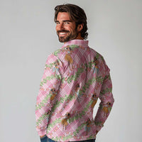 Lokelani Pink Palaka Hula Girls Seamless Hawaii Aloha Long Sleeve Polo Shirt LT7 - Polynesian Pride