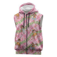 Lokelani Pink Palaka Hula Girls Seamless Hawaii Aloha Sleeveless Zip Hoodie LT7 Pink - Polynesian Pride