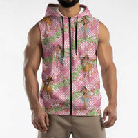 Lokelani Pink Palaka Hula Girls Seamless Hawaii Aloha Sleeveless Zip Hoodie LT7 - Polynesian Pride