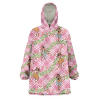 Lokelani Pink Palaka Hula Girls Seamless Hawaii Aloha Wearable Blanket Hoodie LT7 One Size Pink - Polynesian Pride