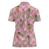 Lokelani Pink Palaka Hula Girls Seamless Hawaii Aloha Women Polo Shirt LT7 - Polynesian Pride
