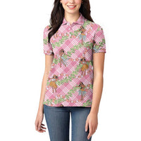 Lokelani Pink Palaka Hula Girls Seamless Hawaii Aloha Women Polo Shirt LT7 - Polynesian Pride