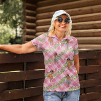 Lokelani Pink Palaka Hula Girls Seamless Hawaii Aloha Women Polo Shirt LT7 - Polynesian Pride
