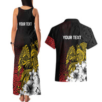 Personalized Papua New Guinea 50th Independence Anniversary Couples Matching Tank Maxi Dress and Hawaiian Shirt Oro Tapa Mix Plumeria LT7 - Polynesian Pride
