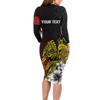 Personalized Papua New Guinea 50th Independence Anniversary Family Matching Long Sleeve Bodycon Dress and Hawaiian Shirt Oro Tapa Mix Plumeria LT7 - Polynesian Pride