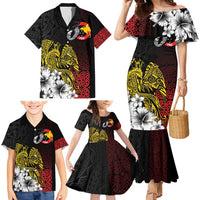Personalized Papua New Guinea 50th Independence Anniversary Family Matching Mermaid Dress and Hawaiian Shirt Oro Tapa Mix Plumeria LT7 - Polynesian Pride