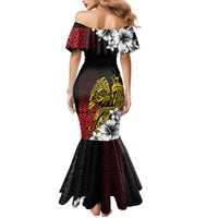 Personalized Papua New Guinea 50th Independence Anniversary Mermaid Dress Oro Tapa Mix Plumeria LT7 - Polynesian Pride