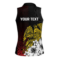 Personalized Papua New Guinea 50th Independence Anniversary Women Sleeveless Polo Shirt Oro Tapa Mix Plumeria LT7 - Polynesian Pride