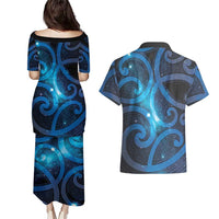 New Zealand Maori Matariki Couples Matching Puletasi and Hawaiian Shirt Galaxy Kowhaiwhai LT7 - Polynesian Pride