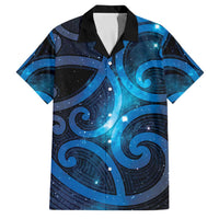 New Zealand Maori Matariki Family Matching Off Shoulder Maxi Dress and Hawaiian Shirt Galaxy Kowhaiwhai LT7 Dad's Shirt - Short Sleeve Galaxy - Polynesian Pride