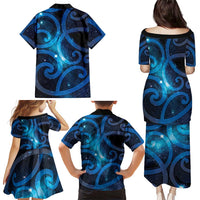 New Zealand Maori Matariki Family Matching Puletasi and Hawaiian Shirt Galaxy Kowhaiwhai LT7 - Polynesian Pride