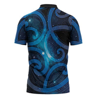 New Zealand Maori Matariki Zipper Polo Shirt Galaxy Kowhaiwhai LT7 - Polynesian Pride