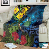 Tui Bird New Zealand Starry Sky Blanket Maori Koru