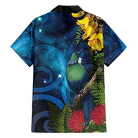 Tui Bird New Zealand Starry Sky Family Matching Off The Shoulder Long Sleeve Dress and Hawaiian Shirt Maori Koru LT7 - Polynesian Pride
