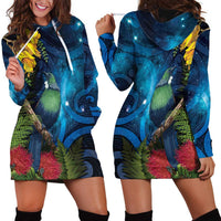 Tui Bird New Zealand Starry Sky Hoodie Dress Maori Koru LT7 - Polynesian Pride