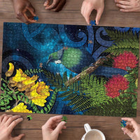 Tui Bird New Zealand Starry Sky Puzzle Maori Koru