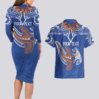 Yokwe Marshall Islands Personalized Couples Matching Long Sleeve Bodycon Dress and Hawaiian Shirt Jemenei Day - Seashell Necklace LT7 - Polynesian Pride