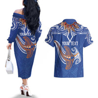 Yokwe Marshall Islands Personalized Couples Matching Off The Shoulder Long Sleeve Dress and Hawaiian Shirt Jemenei Day - Seashell Necklace LT7 - Polynesian Pride