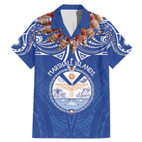 Yokwe Marshall Islands Personalized Family Matching Mermaid Dress and Hawaiian Shirt Jemenei Day - Seashell Necklace LT7 Dad's Shirt - Short Sleeve Blue - Polynesian Pride