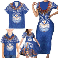 Yokwe Marshall Islands Personalized Family Matching Short Sleeve Bodycon Dress and Hawaiian Shirt Jemenei Day - Seashell Necklace LT7 - Polynesian Pride
