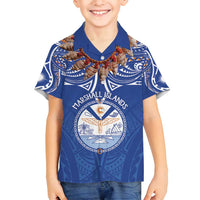 Yokwe Marshall Islands Personalized Family Matching Summer Maxi Dress and Hawaiian Shirt Jemenei Day - Seashell Necklace LT7 Son's Shirt Blue - Polynesian Pride