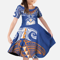 Yokwe Marshall Islands Personalized Family Matching Tank Maxi Dress and Hawaiian Shirt Jemenei Day - Seashell Necklace LT7 Daughter's Dress Blue - Polynesian Pride