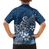 Hawaii Family Matching Outfits - Polynesia Summer Maxi Dress and Shirt Plumeria Navy Curves LT7 - Polynesian Pride