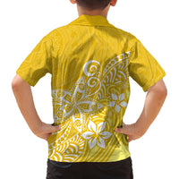 Hawaii Family Matching Outfits Polynesia Summer Maxi Dress And Shirt Family Set Clothes Plumeria Yellow Curves LT7 - Polynesian Pride