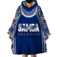Personalised Samoa Rugby Wearable Blanket Hoodie WC 2023 Champions LT7 - Polynesian Pride