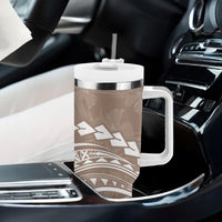 Polynesian Pride Tumbler With Handle Turtle Hibiscus Luxury Style - Beige
