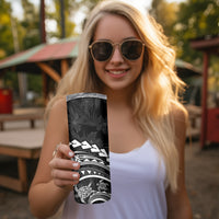 Polynesian Pride Skinny Tumbler Turtle Hibiscus Luxury Style - Black