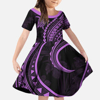 Hawaii Family Matching Outfits Polynesian Pride Summer Maxi Dress And Shirt Family Set Clothes Turtle Hibiscus Luxury Style - Lilac LT7 Daughter's Dress Purple - Polynesian Pride