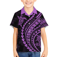 Hawaii Family Matching Outfits Polynesian Pride Summer Maxi Dress And Shirt Family Set Clothes Turtle Hibiscus Luxury Style - Lilac LT7 Son's Shirt Purple - Polynesian Pride