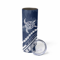 Polynesian Pride Skinny Tumbler Turtle Hibiscus Luxury Style - Navy