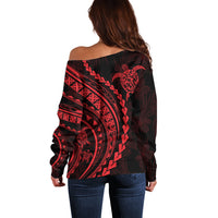 Polynesian Pride Off Shoulder Sweater Turtle Hibiscus Luxury Style - Rose LT7 - Polynesian Pride