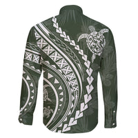 Hawaii Family Matching Outfits Polynesian Pride Off Shoulder Long Sleeve Dress And Shirt Family Set Clothes Turtle Hibiscus Luxury Style - Sage LT7 - Polynesian Pride