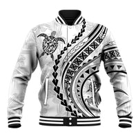 Polynesian Pride Baseball Jacket Turtle Hibiscus Luxury Style - White LT7 Unisex White - Polynesian Pride