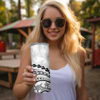 Polynesian Pride Skinny Tumbler Turtle Hibiscus Luxury Style - White