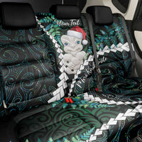 New Zealand Personalised Back Car Seat Cover Meri Kirihimete Kowhaiwhai Mix Paua Shell - Emerald LT7 - Polynesian Pride