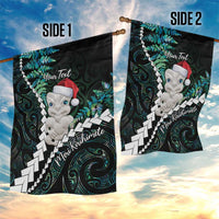 New Zealand Personalised Garden Flag Meri Kirihimete Kowhaiwhai Mix Paua Shell - Emerald LT7 - Polynesian Pride